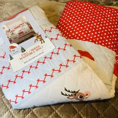 Edredón reversible Rudolph el reno nariz roja nuevo completo/reina Foto 1 de 4