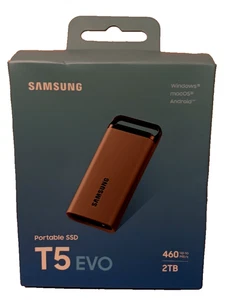 Samsung T5 EVO 2TB USB-C Portable External SSD - Black (MU-PH2T0S/AM). NIB - Afbeelding 1 van 3