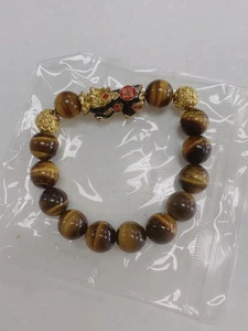 Handmake 10mm Tiger Eye Unisex Lucky Feng Shui Pi Xiu Bracelet 8 inches - Picture 1 of 2