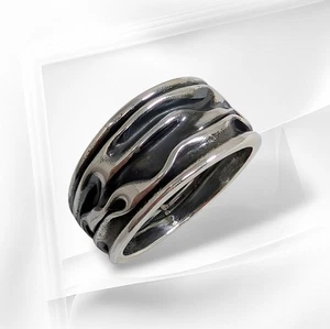 Sterling Silver Men's Ring *Bark Band Ring *Genuine 925 Sterling Silver - Picture 1 of 4