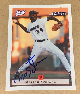 Marino Santana SIGNED 1995 Best Card #44 Riverside Pilots RC Auto Detroit Tigers - Image 1 of 2