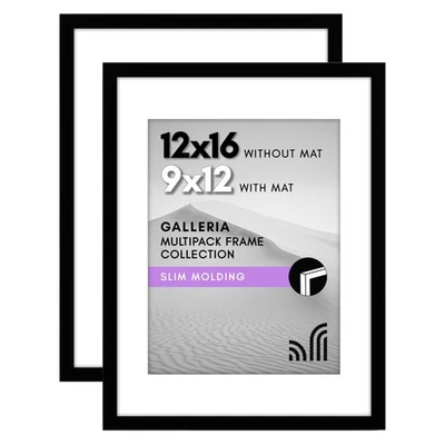 Americanflat 12x16 Picture Frame (Set of 2) w/ Polished Plexiglass - Use as 9x12 - Image 1 of 4