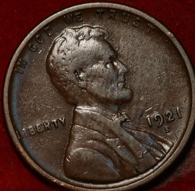 1921-S San Francisco Mint Copper Lincoln Wheat Cent - Image 1 of 2