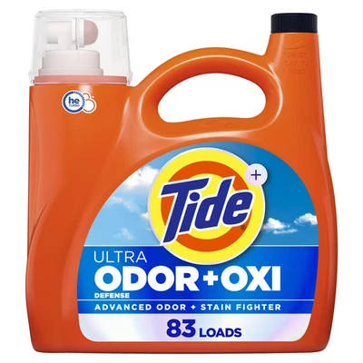 Detergente líquido para ropa Tide Ultra Odor Defense Plus Oxi, 117 fl oz, 83 cargas Foto 1 de 4