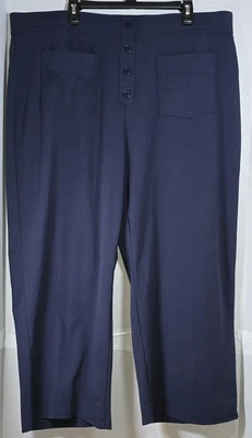 Halara Womens 3X Dk Blue High Waist Wide Leg Pull On Stretch Pants - Image 1 of 4