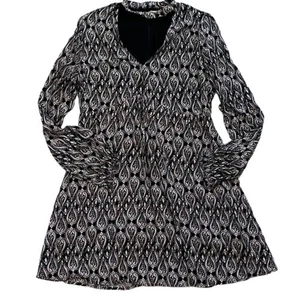 Altar'd State Juniors Floral Bohemian Choker V-Neck Long Sleeve Peasant Dress, L - Picture 1 of 15