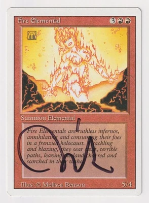 Signed Fire Elemental MP Revised Edition Artist Melissa A. Benson 1994 MTG Magic - Image 1 of 2