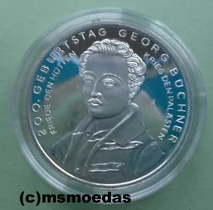 Alemania Alemania 10 euros 2013 Georg Büchner plata moneda especial Stuttgart prueba PP - Imagen 1 de 1
