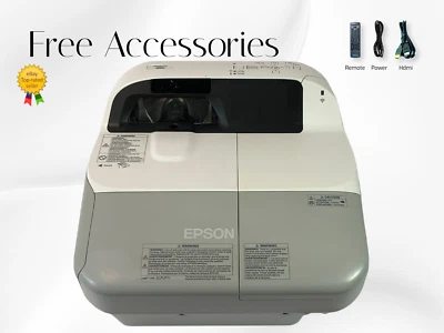 Epson PowerLite 480 3LCD Projector Ultra Short Throw 3000 ANSI HDMI 4k Remote - Image 1 of 4