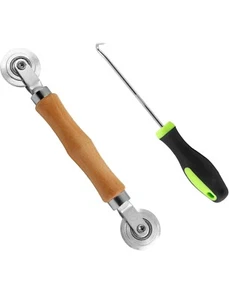 1 Paio di Utensili a Rullo per Schermo, 1pcs Utensile a Rullo con Manico in Legno e... - Foto 1 di 4