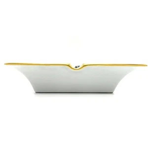 HERMES Ashtray Ceramic Ashtray Accessory Case Interior Blue Gold Excellent - Picture 1 of 13