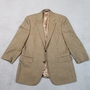Brooks Brothers Blazer Jacket Mens 41R Brown Wool Loro Piana Houndstooth Coat - Picture 1 of 24