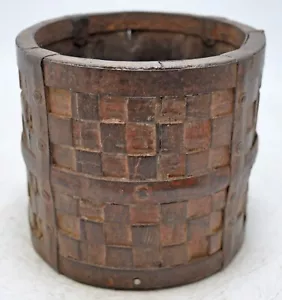 Vintage Wooden Small Grain Measurement Pot Original Old Hand Crafted - Picture 1 of 6