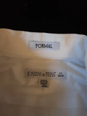 Joesph Feiss, size, 17. 34/35, french cuff, tuxedo, shirt, formal, spread collar - Image 1 of 4