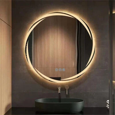LUVODI Specchio Bagno LED Rotondo Streamer Design Touch Antinebbia Dimmerabile Specchio Bagno