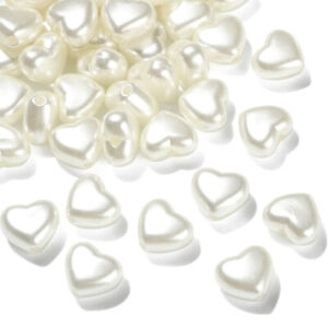 200x Acrylic Imitation Pearl Heart Beads Spacer for Jewelry Making DIY Craftings