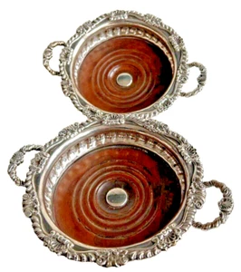 Antique Sterling silver coaster pair hallmarks 1814 Georgian - Picture 1 of 7