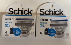 2 X Schick Hydro Blade Razor Refills, Hydrating For Dry Skin (8 Cartridges) - Picture 1 of 3
