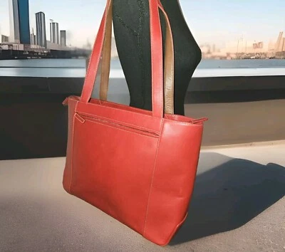 Levenger Red Work Travel Tote Handbag Large Multipockets  - Image 1 of 4