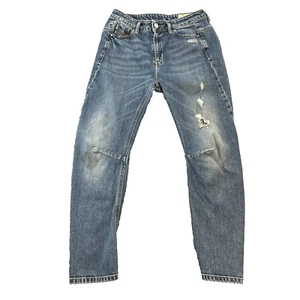 Diesel Womens Jeans W26 Taper Boyfriend Distressed High Waist Light Blue Stretch - Picture 1 of 17