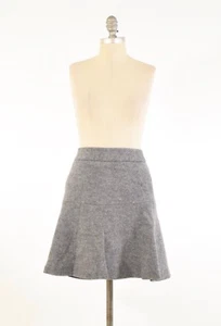 Ann Taylor High-Waisted Skirt 4 Gray Felted Wool Flounced Hem Flared Mini - Picture 1 of 5