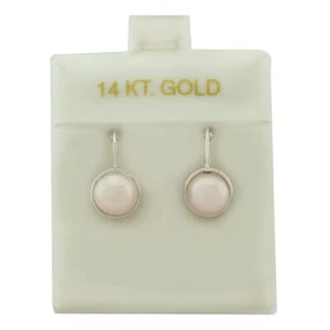 Genuine 7mm Pearl Earrings 14k White Gold - Picture 1 of 2