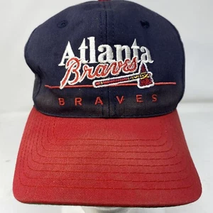 Atlanta Braves Script Cap Hat Snapback Tomahawk Striped Red/Wht/Blue Fading - Picture 1 of 10