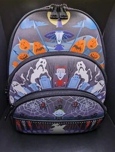 The Nightmare Before Christmas Triple Pocket Glow in the Dark Mini-Backpack NWT - Picture 1 of 14