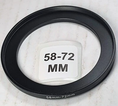 58-72mm Metal Step Up Adapter Ring 58mm Lens to 72mm Filter Converter E58-E72 - Image 1 of 4