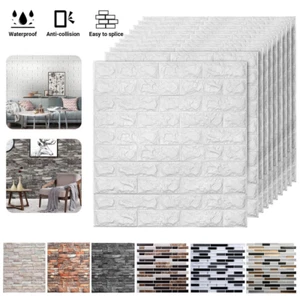 60PC 3D Tile Brick Wall Sticker Self-adhesive Waterproof Foam Panel Wallpaper UK - Picture 1 of 23