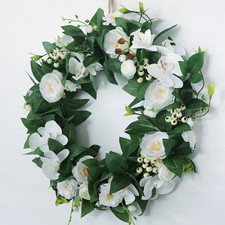 Silk Front Door Wreath 20 Inches Orchid Floral Garland Large Home Wall Decor
