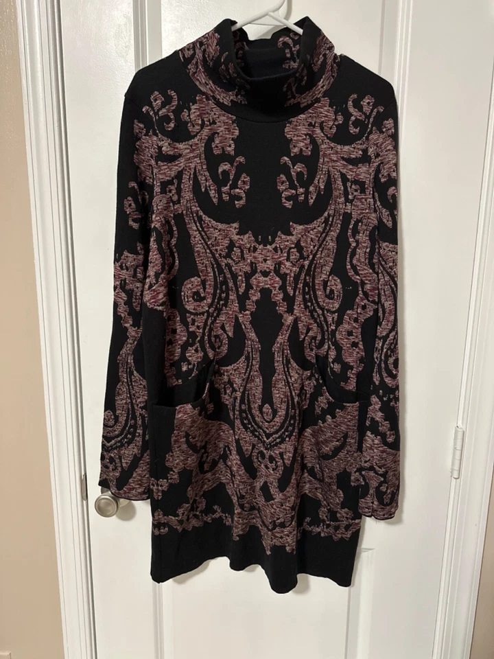 Vestido recto túnica Free People negro cachemir moderno Love cuello falso elástico XS Foto 1 de 4