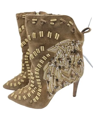 Sam Edelman Melina Beach Women's Size 6.5 Suede Gold Bird Embellished Booties - Image 1 of 4