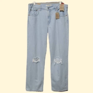 Levi's Jeans Women 32 Lo Pro Light Wash Distress Straight Leg Retro 90s Thrashed - Picture 1 of 11