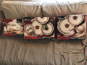 3 Sets Gibson Christmas Greeting Serving Dinnerware Completer Sets 30 Pcs NOS?  - Picture 1 of 24
