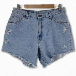 Vintage Levis Size 12 Jean Shorts 951 Relaxed Fit Orange Tab Distressed Cut Offs - Picture 1 of 4