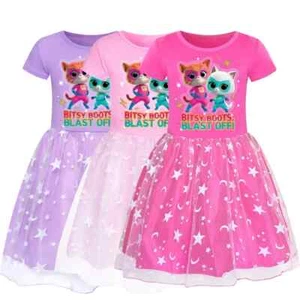 Anime Superkitties Dress Kids 2025 Summer Casual Dresses Baby Girls Super - Picture 1 of 30