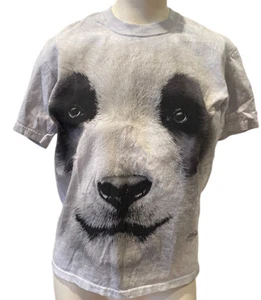 The Mountain Big Panda Bear Face T-Shirt Sz Small Gray Tie Dye 100% Cotton 2013 - Picture 1 of 5