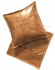 Poszewki na poduszki ze skóry bydlęcej, zestaw 2 brązowych nowoczesnych poduszek na kanapę