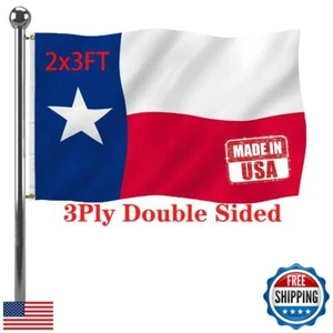 Jayus 3Ply Texas State Flag 2x3 Outdoor- Resistente Doppia Faccia Repubblica di - Foto 1 di 5