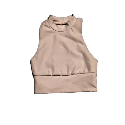 Kyodan Athletic XS Sports Bra Mock Neck Racer Back Ribbed Blush Pink Gym Workout - Image 1 of 2