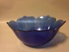 Wonderful French mid century arcoroc cobalt blue glass petal design fruit bowl 