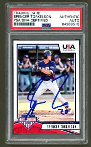 Spencer Torkelson Signed 2019 Panini Stars & Stripes USA Baseball Card #12 (PSA) - Picture 1 of 2