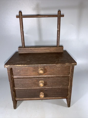 Antique Wood Miniature Salesman Sample Dresser Chest Toy Doll Furniture AAFA Cover