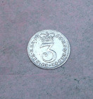 GB George III.  1762 Silver (.925 ) Three Pence.  Ext Fine . KM # 591  Sp# 3753