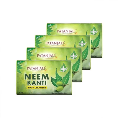 Jabón limpiador corporal a base de hierbas Patanjali Neem Kanti (150 g, paquete de 4) Foto 1 de 4