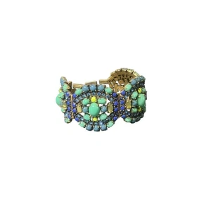 STELLA & DOT Sardinia Cabochon Turquoise Blue Rhinestone Statement Bracelet - Picture 1 of 5