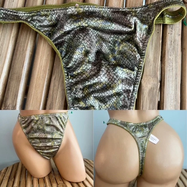 VINTAGE VICTORIAS SECRET SECOND SKIN SATINY THONG PANTIES sz L *New W/Tags* - Image 1 of 1
