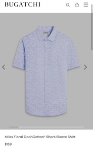 Bugatchi Miles Floral OoohCotton Short-Sleeve Shirt Classic Blue Men’s XL - Picture 1 of 5