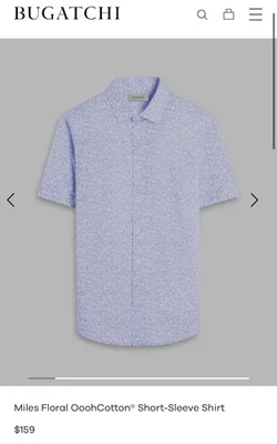 Bugatchi Miles Floral OoohCotton Short-Sleeve Shirt Classic Blue Men’s XL - Image 1 of 4